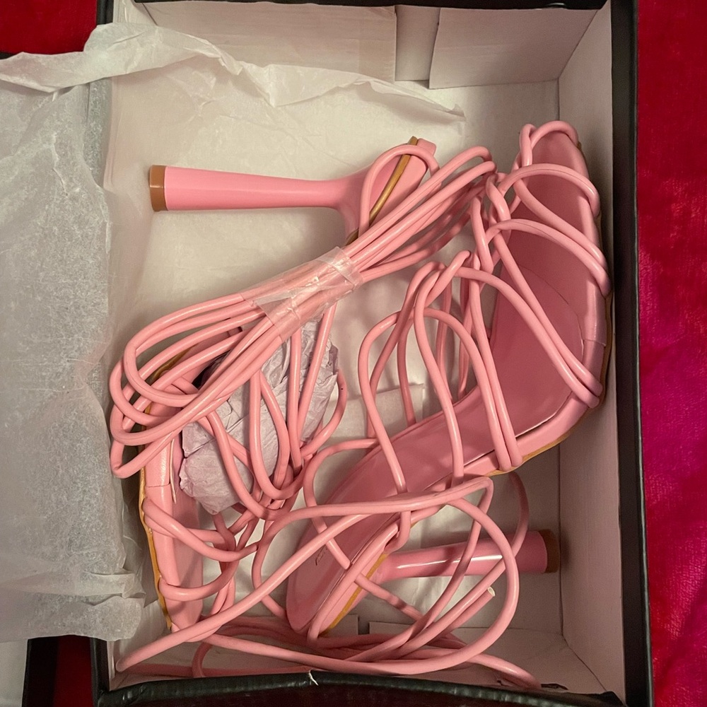 Pink Lace Heels